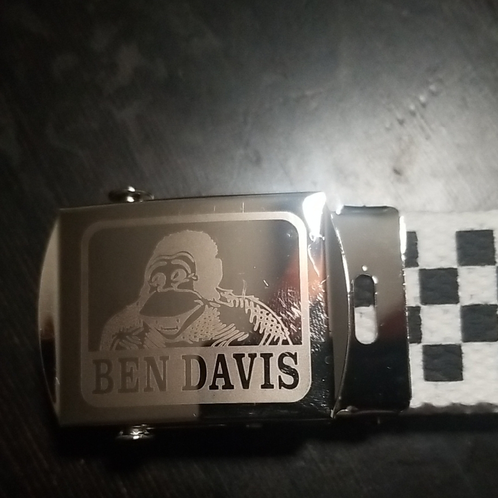 Ben Davis Black and White Belt with Engraved Buckle
